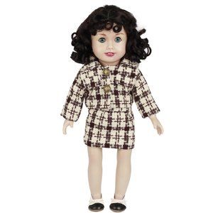 Brown/White Knit Suit & Shoes fits 18inch Doll